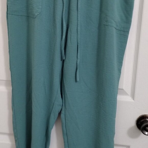 NYCC Teal Jogger Dress Pants PXL Petite Elastic Waist Pull-On Work Casual - Picture 12 of 15